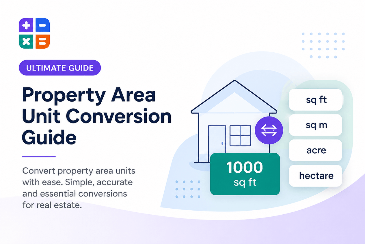 Comparison of property area units including sqft, sqm, acres, marla and kanal on a measuring tape